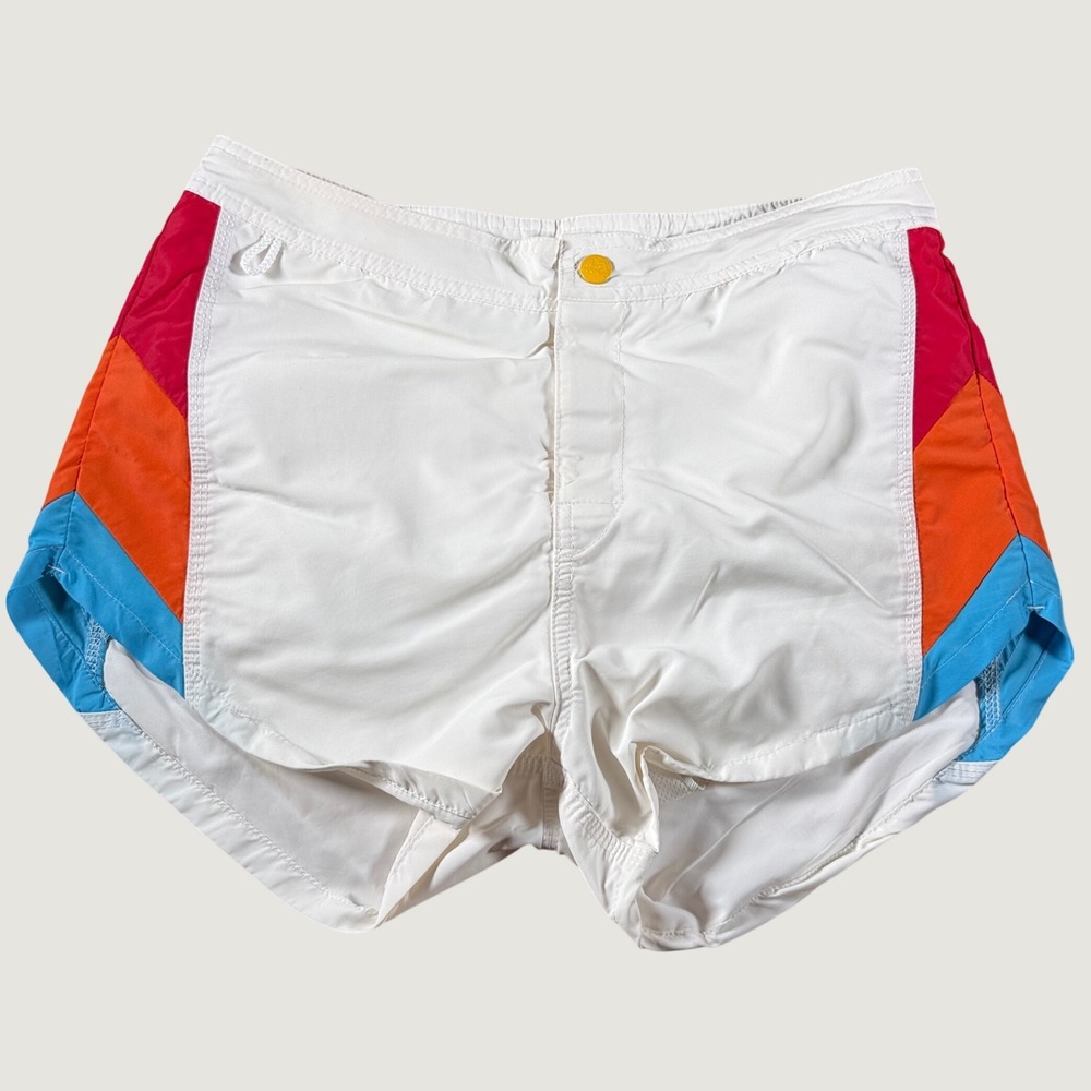 Sundek x MSGM White Rainbow Stripe Swim Trunks Board Shorts Mens Size M